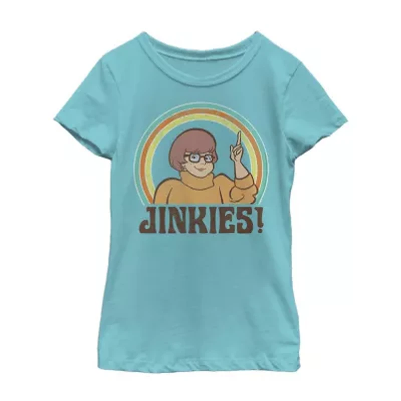 Jinkies Velma Little & Big Kid Girls Crew Neck Short Sleeve Slim Fit Scooby Doo Graphic T-Shirt