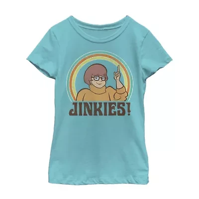 Jinkies Velma Little & Big Kid Girls Crew Neck Short Sleeve Slim Fit Scooby Doo Graphic T-Shirt