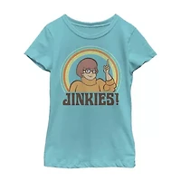 Jinkies Velma Little & Big Kid Girls Crew Neck Short Sleeve Slim Fit Scooby Doo Graphic T-Shirt