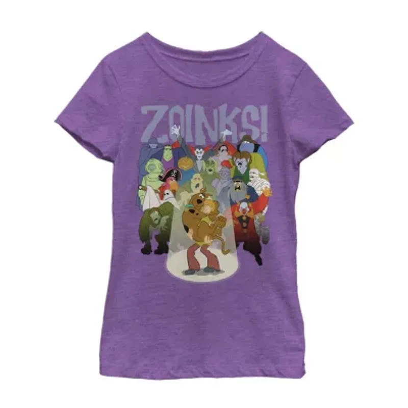 Little & Big Kid Girls Crew Neck Short Sleeve Slim Fit Scooby Doo Graphic T-Shirt