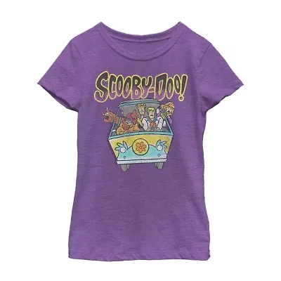 Little & Big Kid Girls Crew Neck Short Sleeve Slim Fit Scooby Doo Graphic T-Shirt