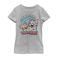Little & Big Kid Girls Crew Neck Short Sleeve Slim Fit Tom and Jerry Graphic T-Shirt