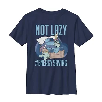 Little & Big Kid Boys Crew Neck Short Sleeve Slim Fit Lilo Stitch Graphic T-Shirt