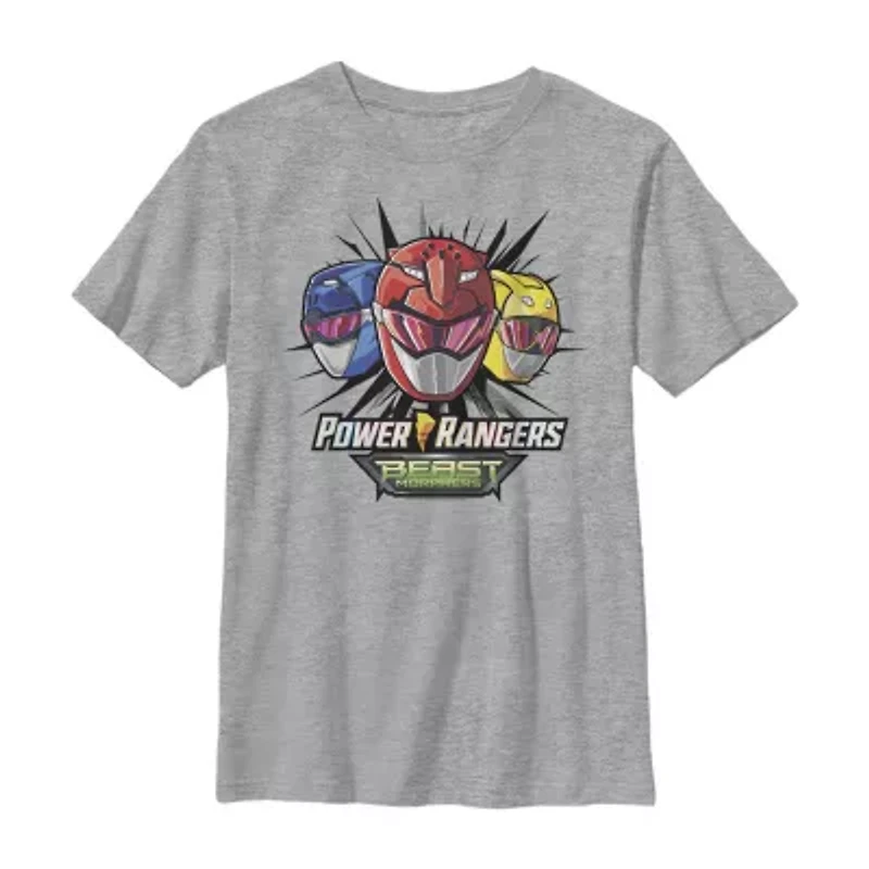 Little & Big Kid Boys Crew Neck Short Sleeve Slim Fit Power Rangers Graphic T-Shirt