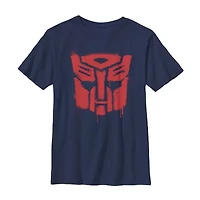 Drippy Autobot Little & Big Kid Boys Crew Neck Short Sleeve Slim Fit Transformers Graphic T-Shirt