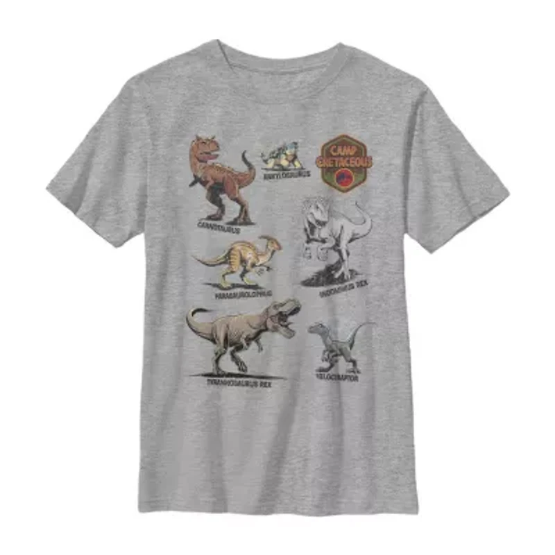 Little & Big Kid Boys Crew Neck Short Sleeve Slim Fit Jurassic World Graphic T-Shirt