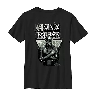 Little & Big Kid Boys Crew Neck Short Sleeve Slim Fit Black Panther Marvel Graphic T-Shirt