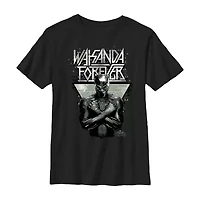 Little & Big Kid Boys Crew Neck Short Sleeve Slim Fit Black Panther Marvel Graphic T-Shirt