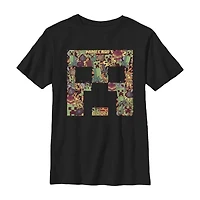 Little & Big Kid Boys Crew Neck Short Sleeve Slim Fit Minecraft Graphic T-Shirt