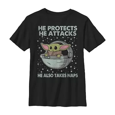 Little & Big Kid Boys Crew Neck Short Sleeve Slim Fit Star Wars Graphic T-Shirt