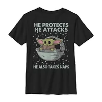 Little & Big Kid Boys Crew Neck Short Sleeve Slim Fit Star Wars Graphic T-Shirt