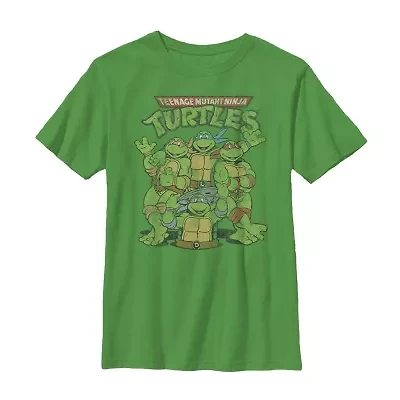 Little & Big Kid Boys Crew Neck Short Sleeve Slim Fit Teenage Mutant Ninja Turtles Graphic T-Shirt