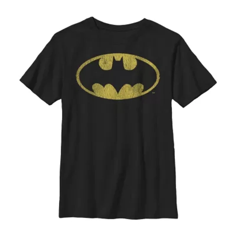 Little & Big Kid Boys Crew Neck Short Sleeve Slim Fit Batman Graphic T-Shirt