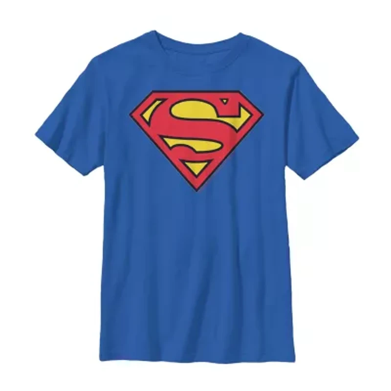 Little & Big Kid Boys Crew Neck Short Sleeve Slim Fit Superman Graphic T-Shirt