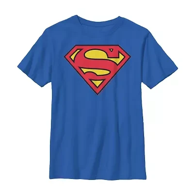 Little & Big Kid Boys Crew Neck Short Sleeve Slim Fit Superman Graphic T-Shirt