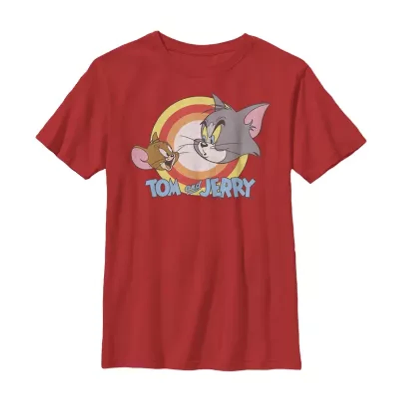 Little & Big Kid Boys Crew Neck Short Sleeve Slim Fit Tom and Jerry Graphic T-Shirt