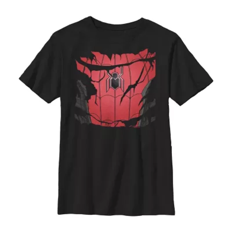 Little & Big Kid Boys Crew Neck Short Sleeve Slim Fit Spiderman Graphic T-Shirt