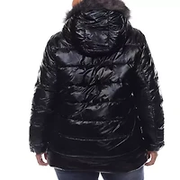 White Mark Womens Hooded Midweight Plus Puffer Jacket