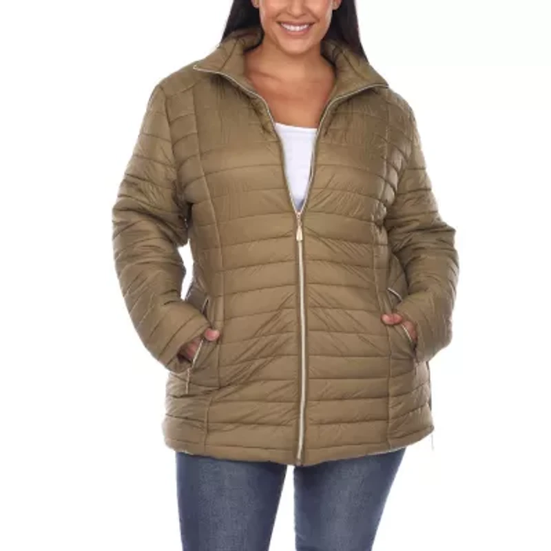 White Mark Womens Midweight Plus Puffer Jacket
