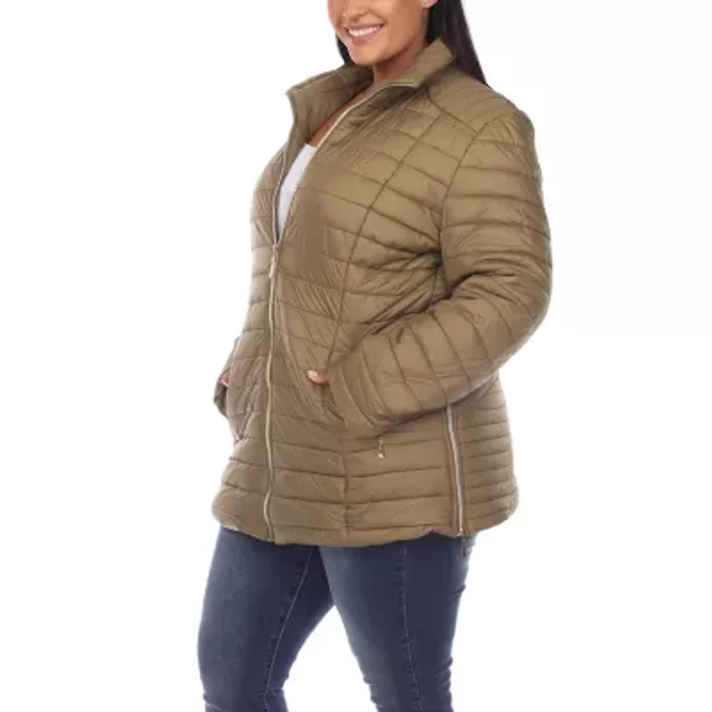 White Mark Womens Midweight Plus Puffer Jacket