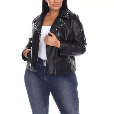White Mark Midweight Motorcycle Jacket-Plus