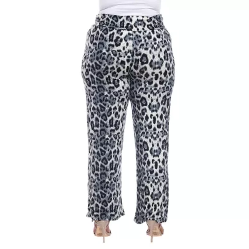 White Mark Womens Plus Mid Rise Wide Leg Palazzo Pant