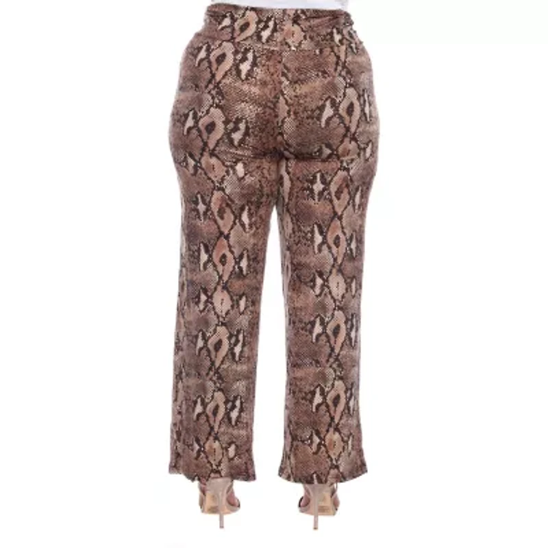 White Mark Womens Plus Mid Rise Wide Leg Palazzo Pant