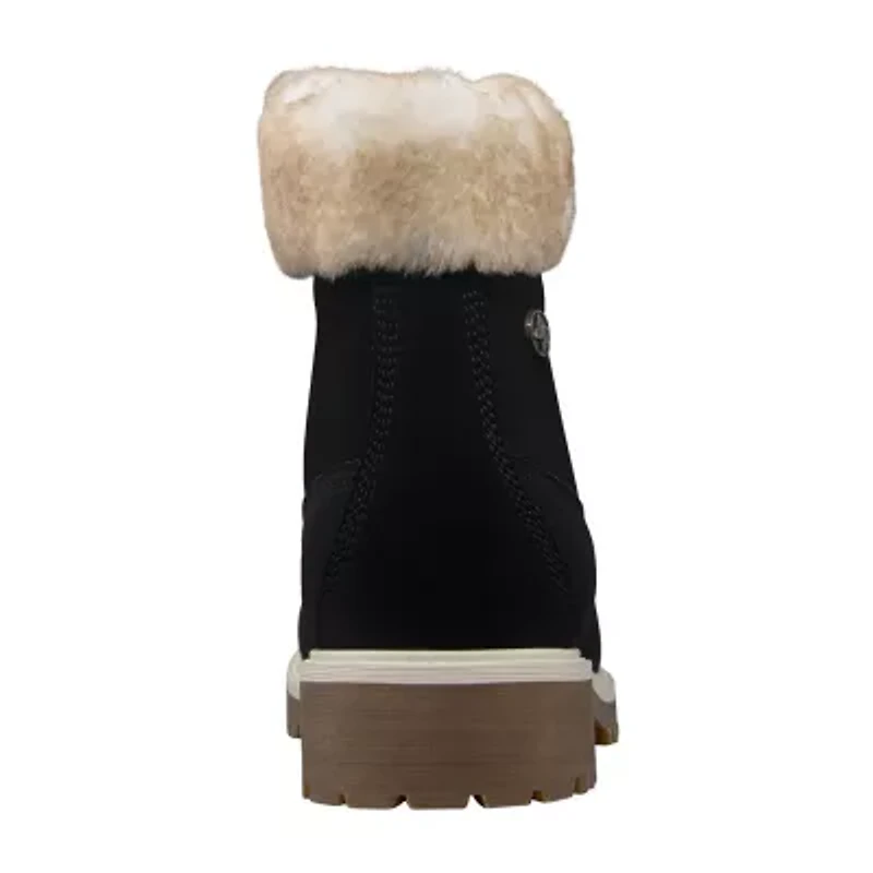 Lugz Womens Convoy Fur Block Heel Lace Up Boots