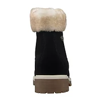 Lugz Womens Convoy Fur Block Heel Lace Up Boots