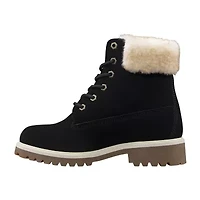 Lugz Womens Convoy Fur Block Heel Lace Up Boots