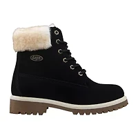 Lugz Womens Convoy Fur Block Heel Lace Up Boots
