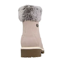 Lugz Womens Convoy Fur Block Heel Lace Up Boots