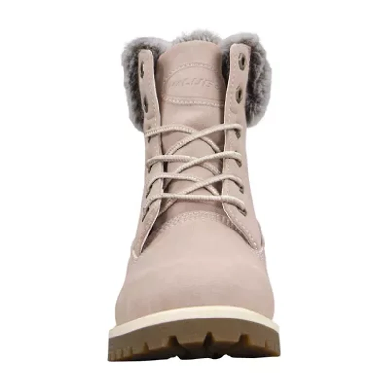 Lugz Womens Convoy Fur Block Heel Lace Up Boots