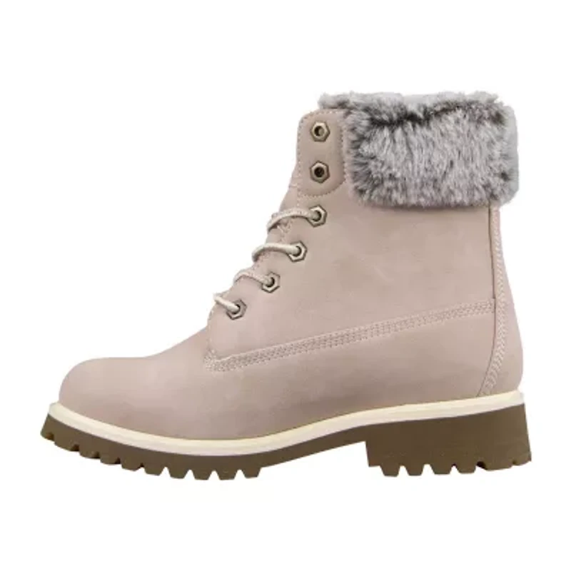 Lugz Womens Convoy Fur Block Heel Lace Up Boots