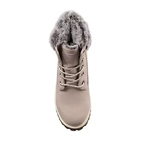 Lugz Womens Convoy Fur Block Heel Lace Up Boots