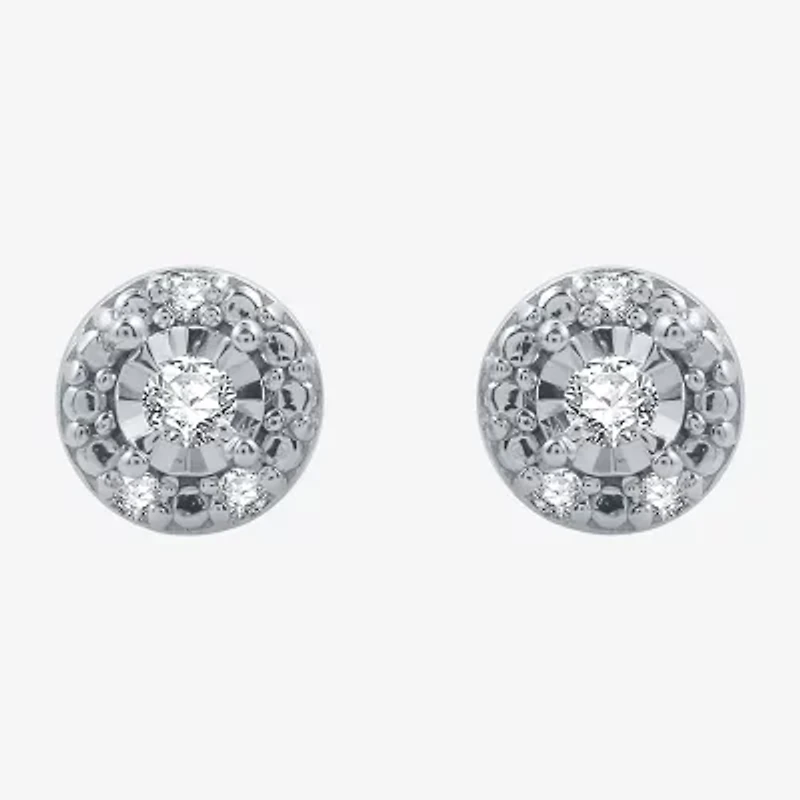 (G / Si2-Si3) Diamond Accent Lab Grown White Diamond Sterling Silver 4.8mm Round Stud Earrings