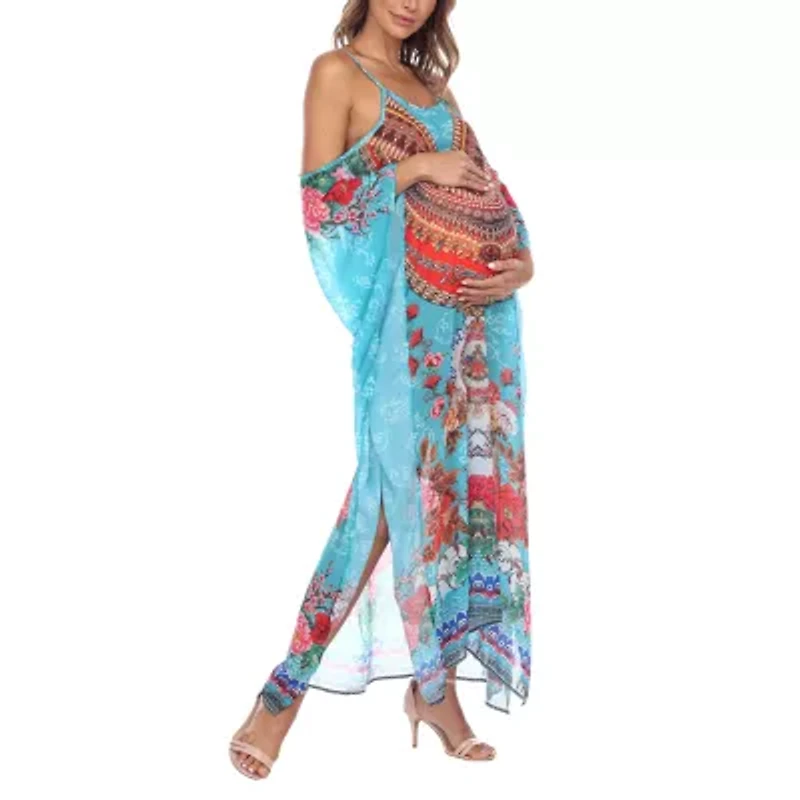 White Mark Womens Sleeveless Maternity Maxi Dress