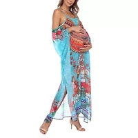 White Mark Womens Sleeveless Maternity Maxi Dress