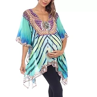 White Mark Womens Maternity 3/4 Sleeve Shirt Dress