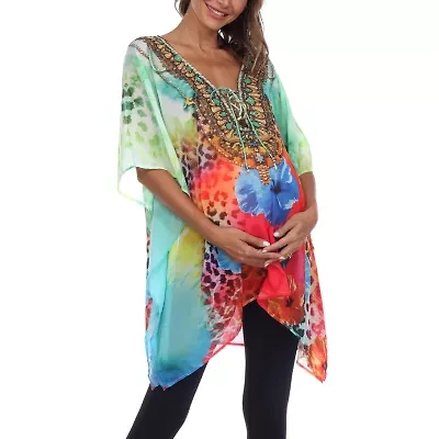 White Mark Womens Maternity 3/4 Sleeve Shirt Dress