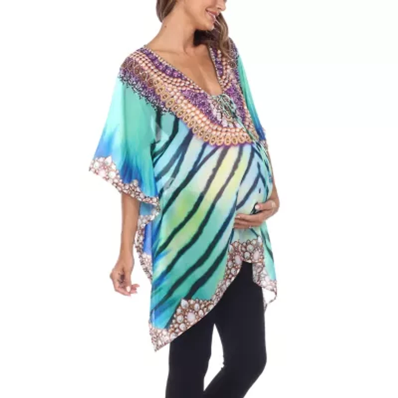 White Mark Womens Maternity 3/4 Sleeve Shirt Dress