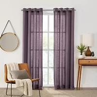 Fieldcrest Arden Solid Cotton Grommet Top Sheer Single Curtain Panel