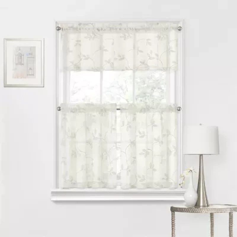 Regal Home Meadow Embroidered Rod Pocket Tailored Valance