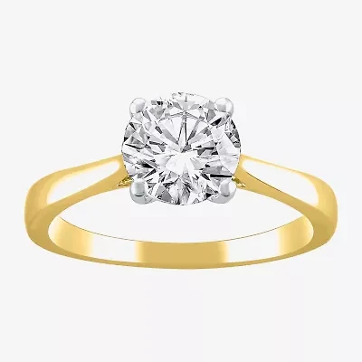 (H-I / Si2) Womens 1 1/2 CT. Lab Grown White Diamond 14K Gold Round Solitaire Engagement Ring