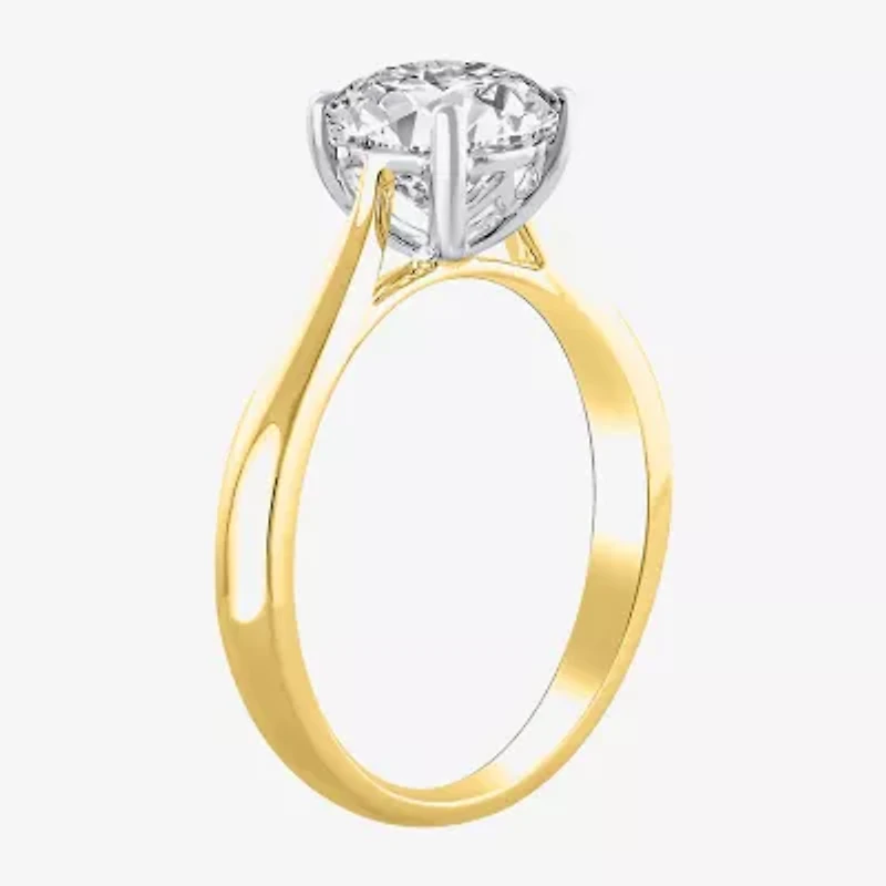 (H-I / Si2) Womens 1 1/2 CT. Lab Grown White Diamond 14K Gold Round Solitaire Engagement Ring