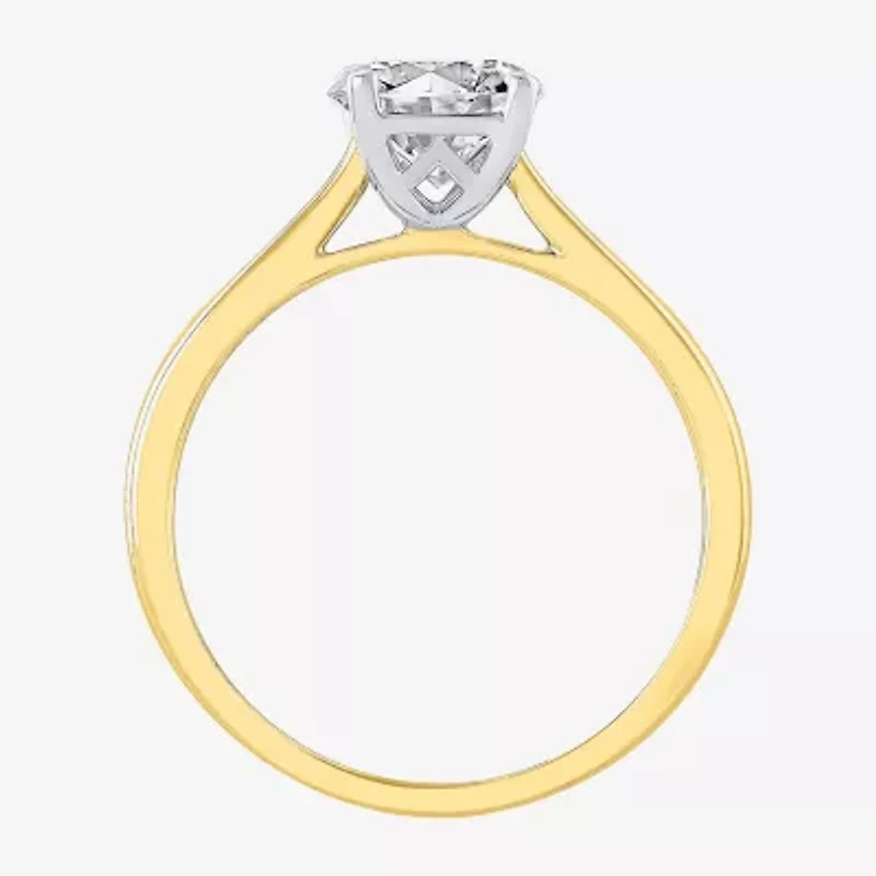 (H-I / Si2) Womens 1 1/2 CT. Lab Grown White Diamond 14K Gold Round Solitaire Engagement Ring