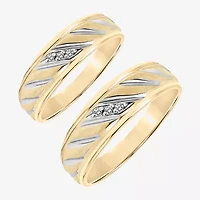 Unisex Adult Diamond Accent Natural White Diamond 10K Two Tone Gold Wedding Ring Set
