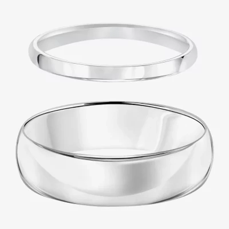 Unisex Adult 10K White Gold Wedding Ring Set