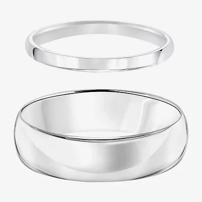 Unisex Adult 10K White Gold Wedding Ring Set