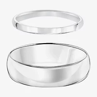 Unisex Adult 10K White Gold Wedding Ring Set